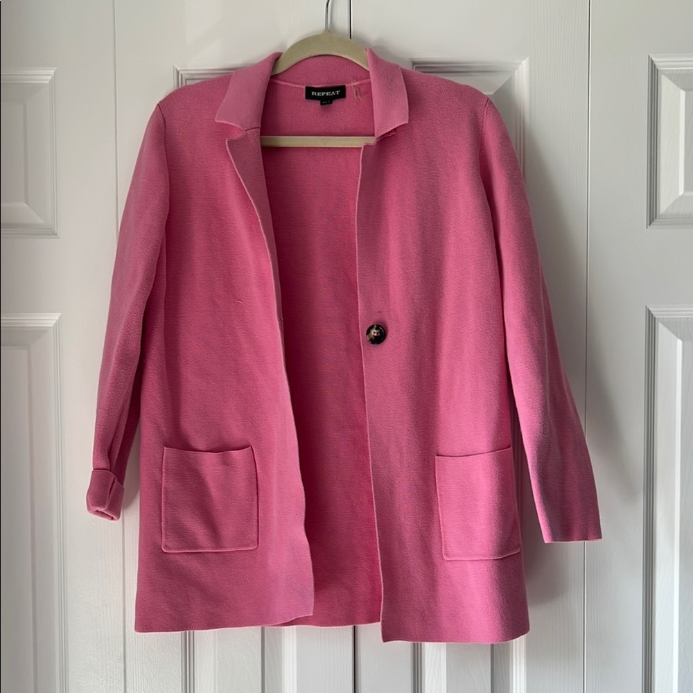 Kasper Pink Blazer with Lapel Collar and 3/4 Sleeves
